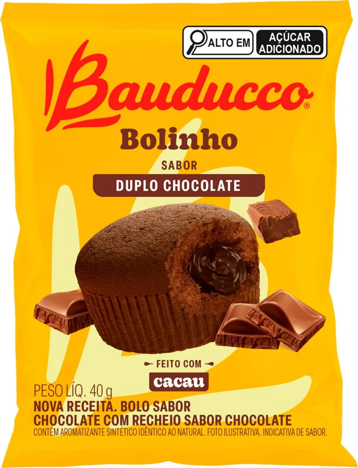 BOLINHO DE CHOCOLATE COM RECHEIO DE CHOCOLATE DUPLO BAUDUCCO 40G