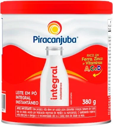 LEITE EM PÓ INSTANTÂNEO PIRACANJUBA LATA 380G