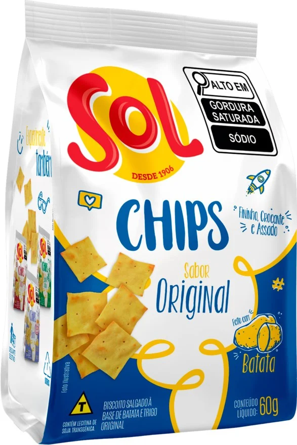 BISCOITO SALGADO SOL CHIPS 60G ORIGINAL
