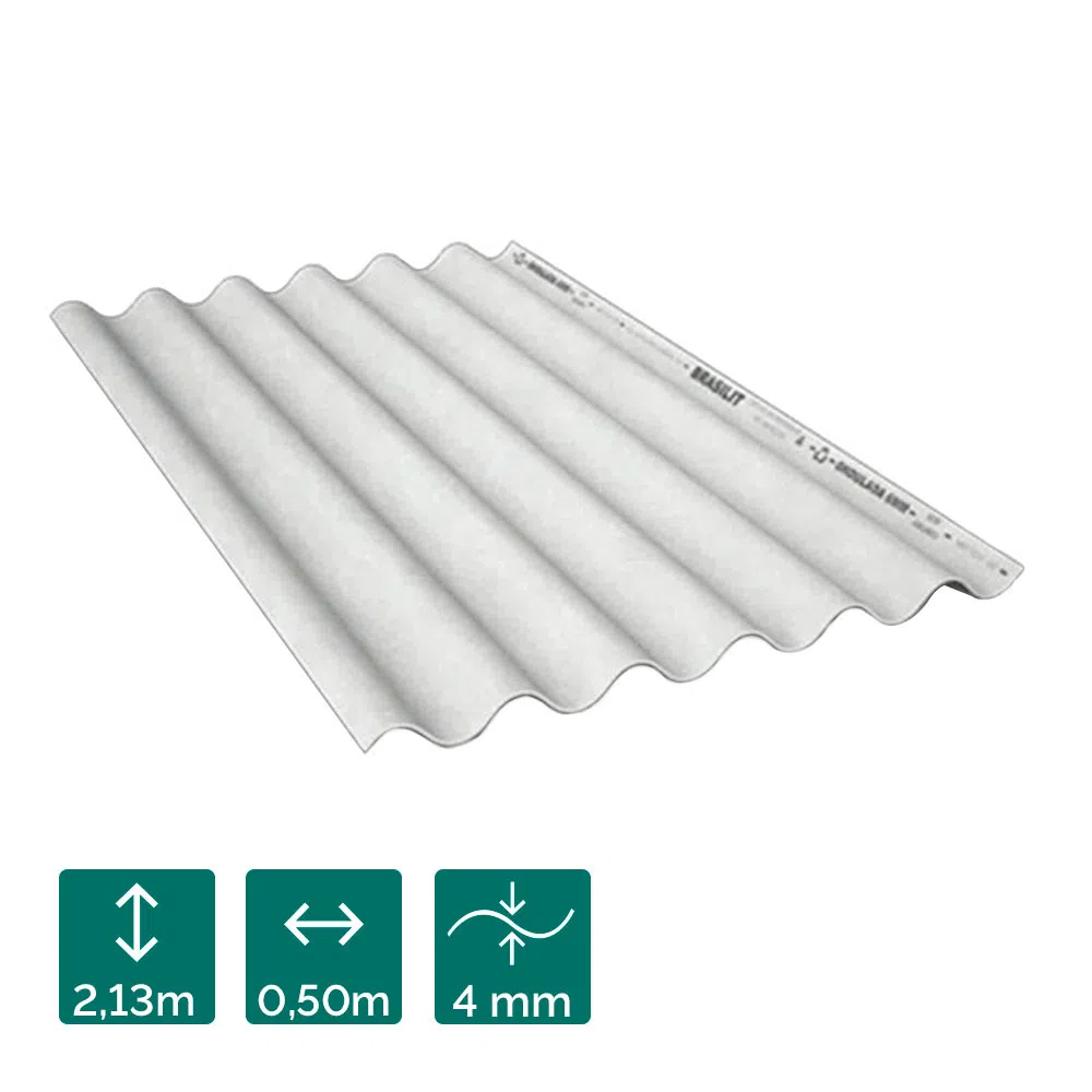 Telha de fibrocimento ondulada 2,13m x 50cm 4mm - Brasilit